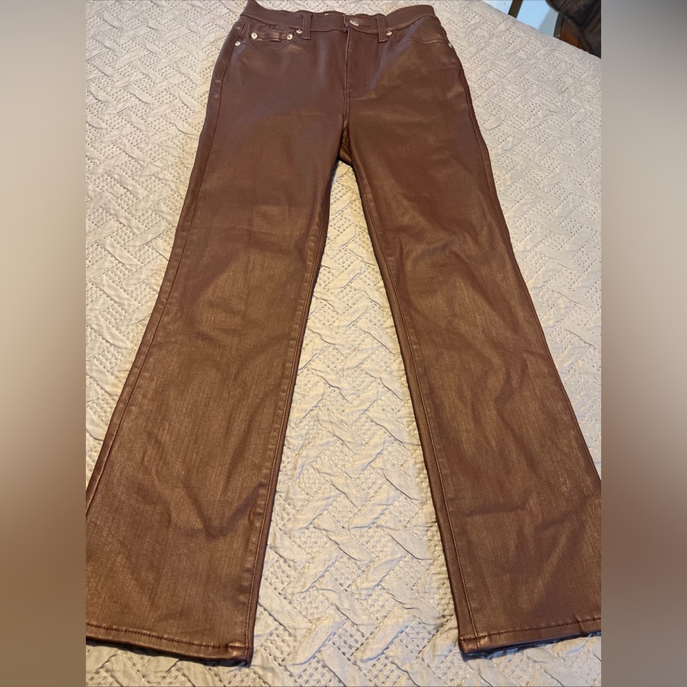 Daze Repreve size 26 Brown Faux-Leather Bootcut Pants. (DR3)
